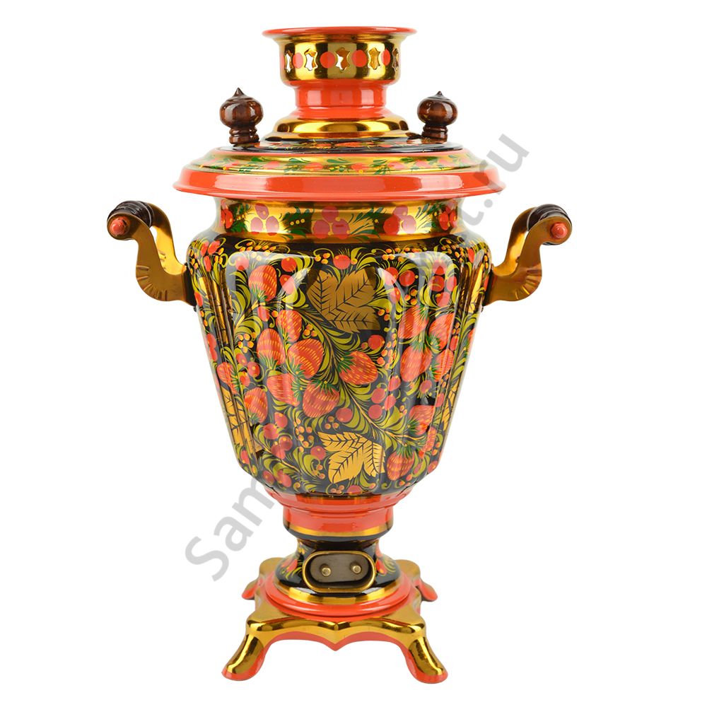 Самовар электрический 3 литра с художественной росписью «Клубника в зелени №2» формы «Рюмка» Самовар электрический 3 литра с художественной росписью «Клубника в зелени №2» формы «Рюмка»