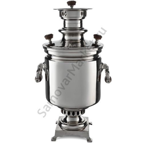 Самовар антикварный на дровах 7 л.формы «Банка» Я.Е.Лозинский прием.Баташева с медалями, серебристый