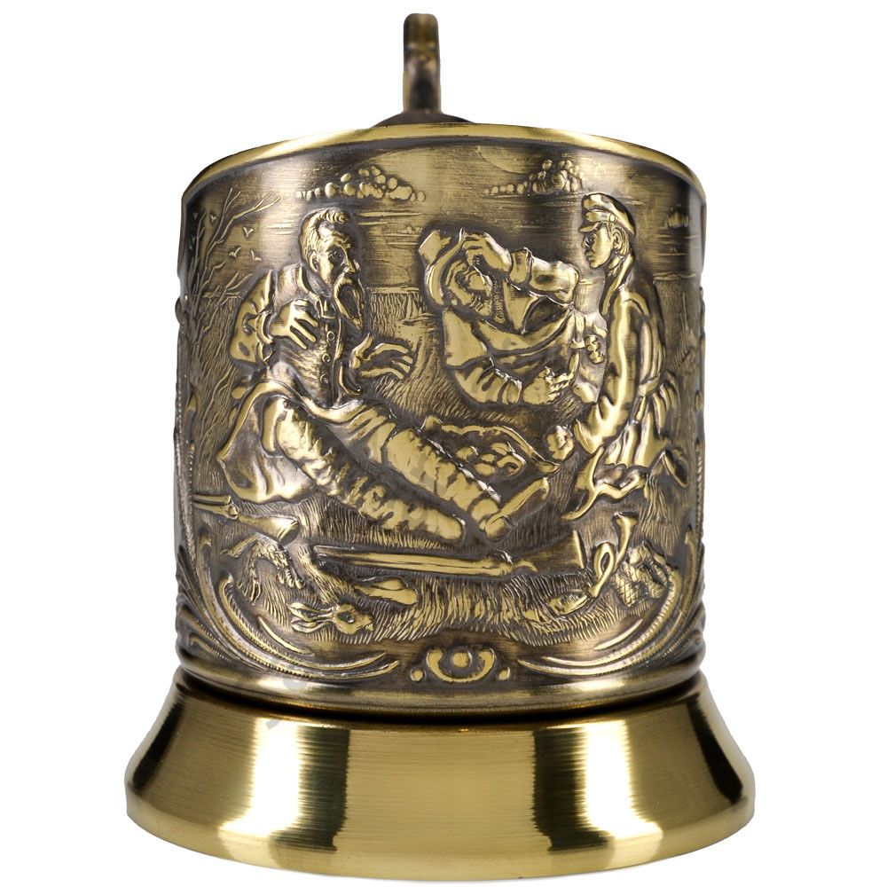 Подстаканник латунный «Охотники на привале» Подстаканник латунный «Охотники на привале»