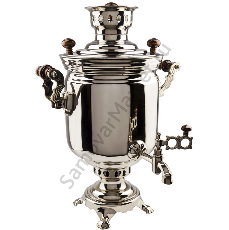 Самовар комбинированный 5 литров формы «Банка», серебристый, категория «Люкс»
