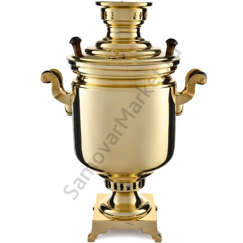 Самовар на дровах 7 литров формы «Банка», ТПТ, литьё, золотой, категория «Люкс»