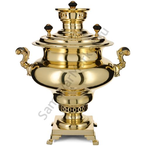 Самовар антикварный на дровах 5 литров формы «Репка» Р.А. Тейле, золотистый