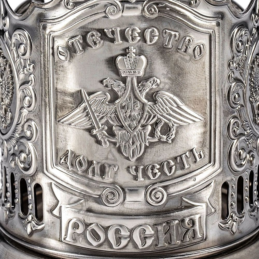 Подстаканник никелированный с чернью «Отечество, Долг, Честь» Подстаканник никелированный с чернью «Отечество, Долг, Честь»