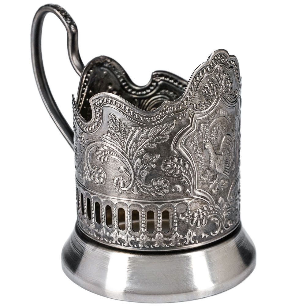 Подстаканник никелированный с чернью «Глухарь» Подстаканник никелированный с чернью «Глухарь»