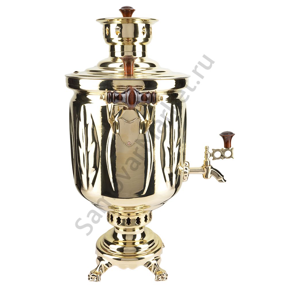 Самовар на дровах 5 литров формы «Банка с листьями», золотой, категория «Люкс» Самовар на дровах 5 литров формы «Банка с листьями», золотой, категория «Люкс»