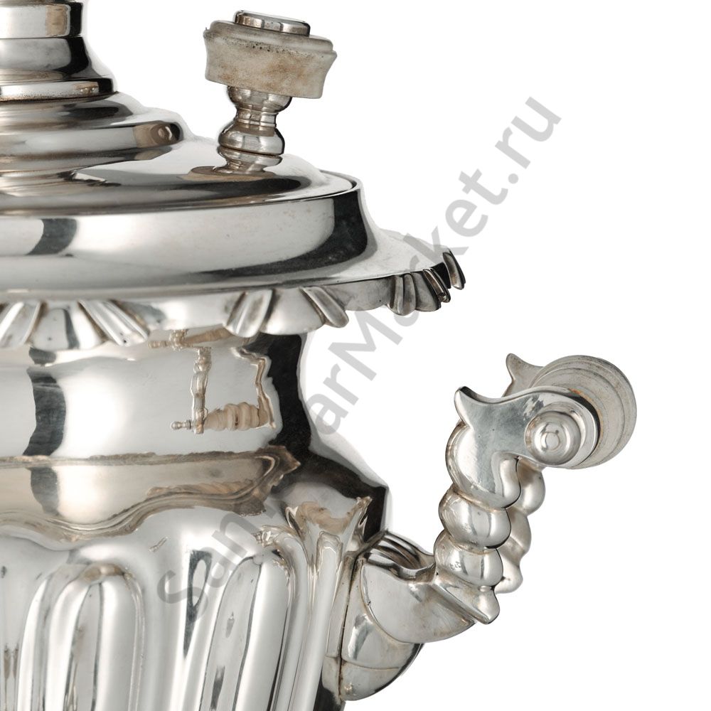 Самовар антикварный на дровах 3 литра формы «Рюмка» Братьев Петровых,фурнитура кость,посеребрённый  Самовар антикварный на дровах 3 литра формы «Рюмка» Братьев Петровых,фурнитура кость,посеребрённый