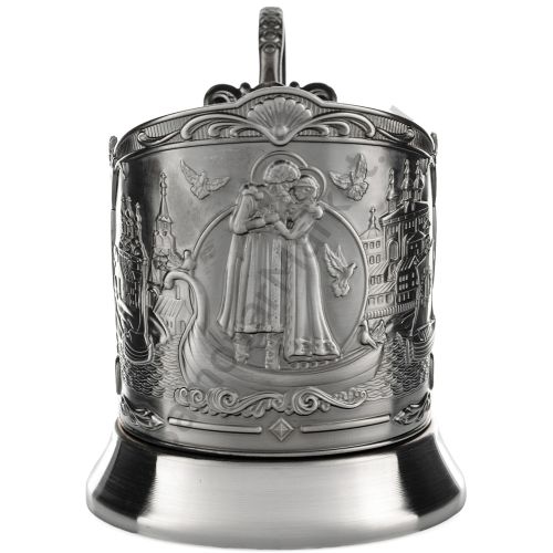 Подстаканник никелированный с чернью «Пётр и Феврония»