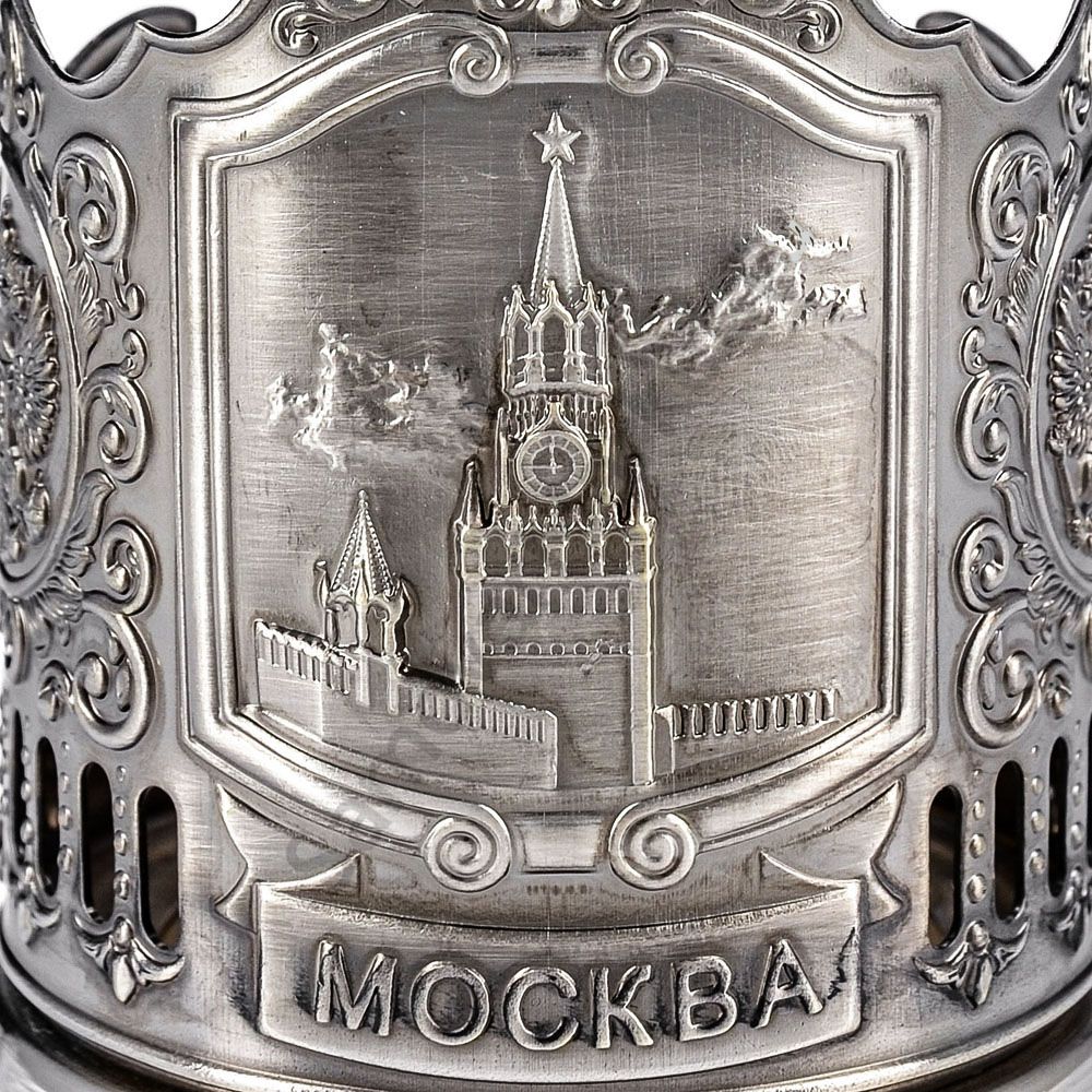 Подстаканник никелированный с чернью «Спасская башня» Подстаканник никелированный с чернью «Спасская башня»