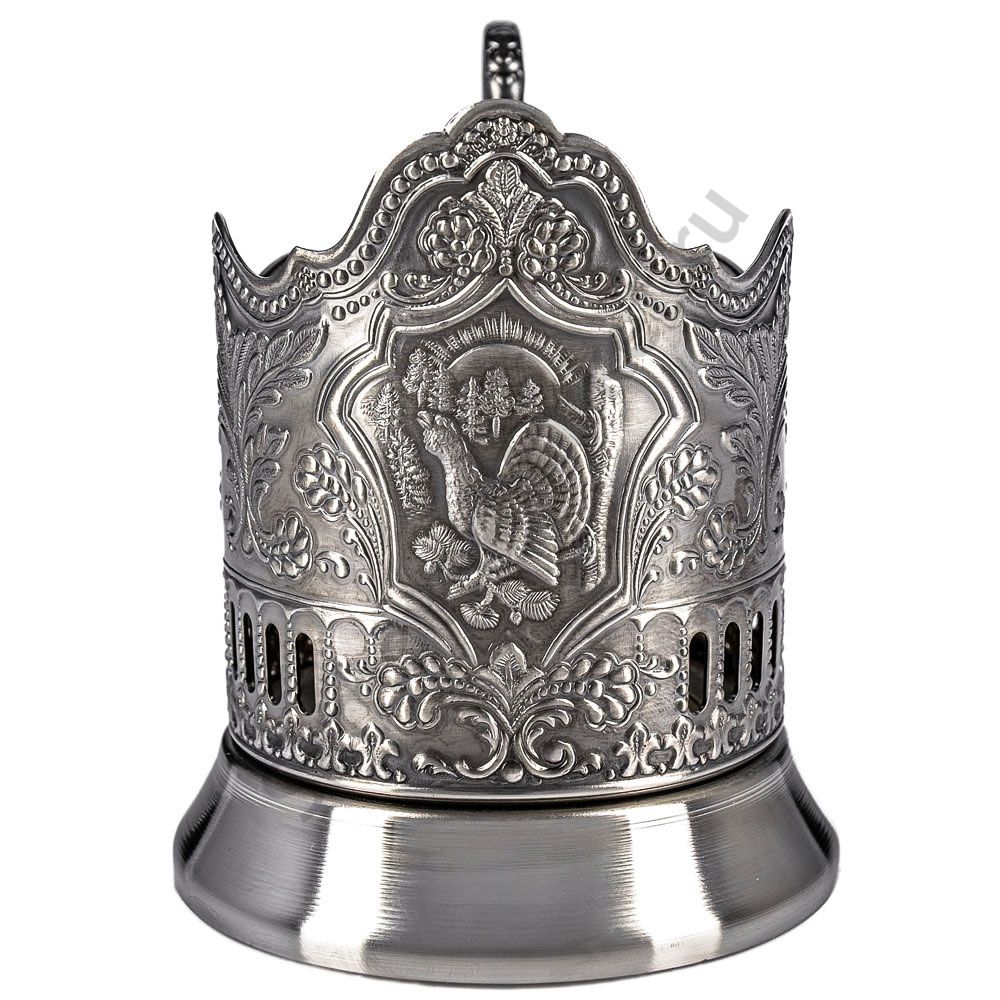 Подстаканник никелированный с чернью «Глухарь» Подстаканник никелированный с чернью «Глухарь»