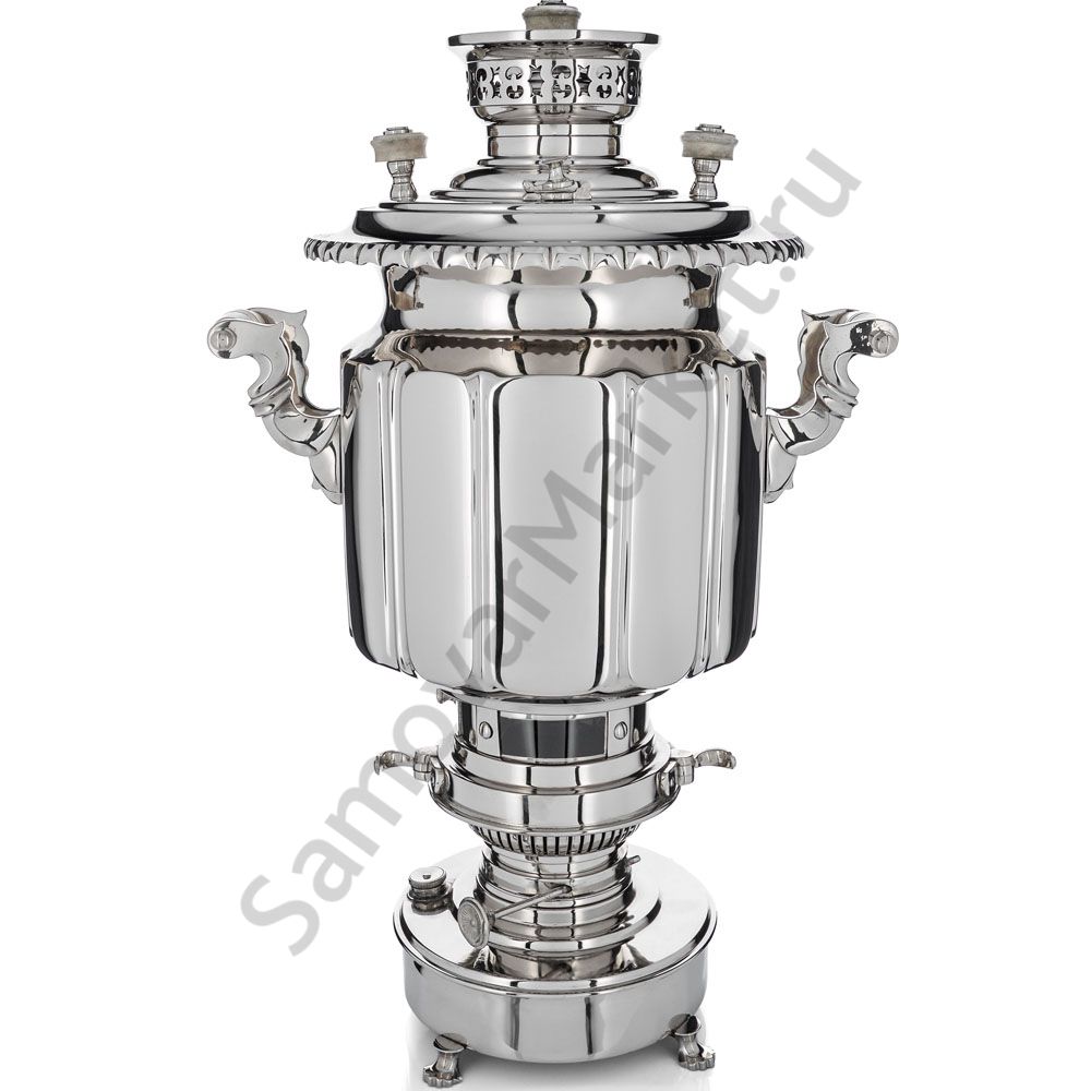 Самовар антикварный жаровой на керосине 7 литра формы «Фонарь» Б.Г. Тейле, серебристый  Самовар антикварный жаровой на керосине 7 литра формы «Фонарь» Б.Г. Тейле, серебристый