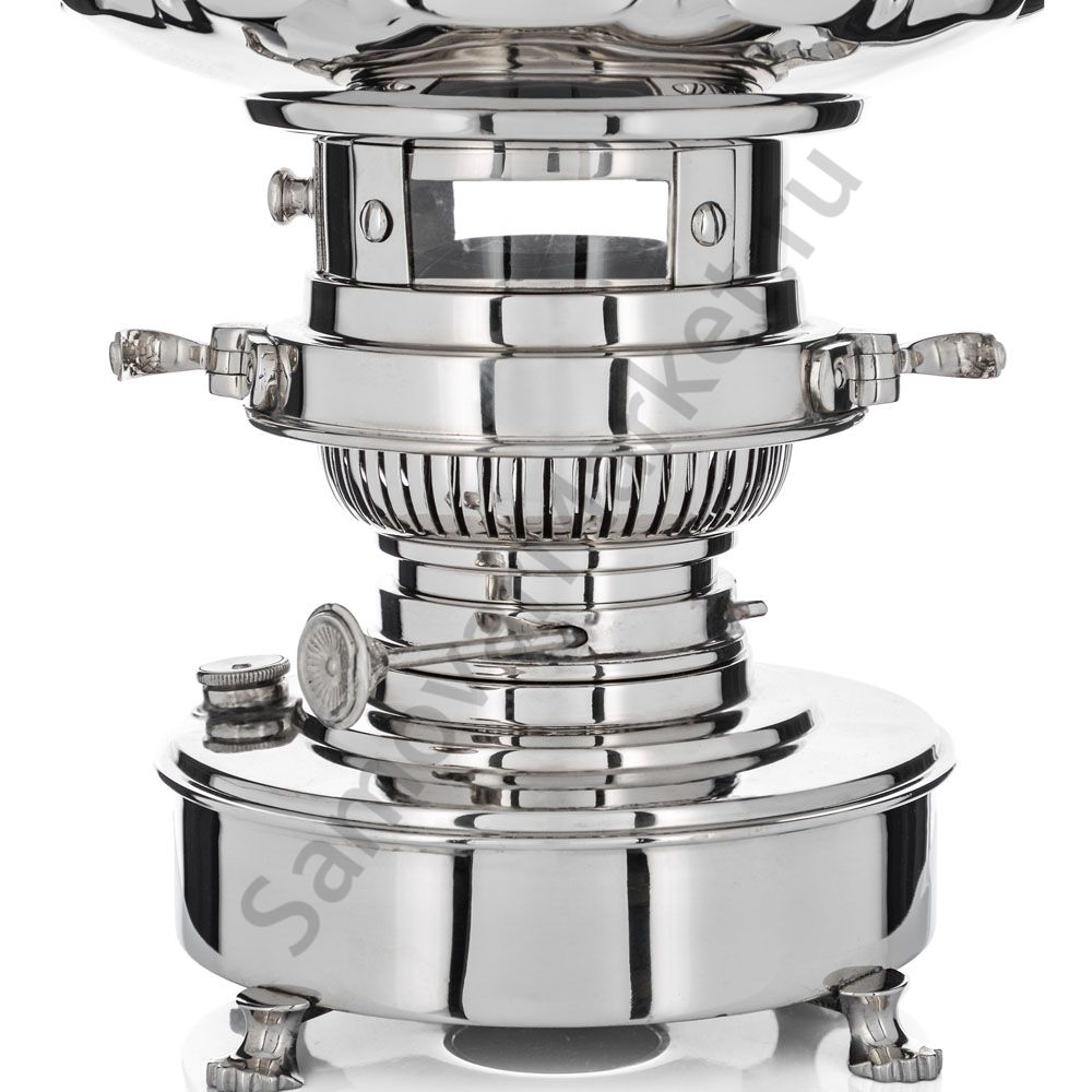 Самовар антикварный жаровой на керосине 7 литра формы «Фонарь» Б.Г. Тейле, серебристый  Самовар антикварный жаровой на керосине 7 литра формы «Фонарь» Б.Г. Тейле, серебристый