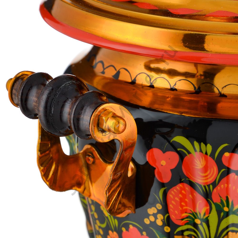 Самовар электрический 3 литра с художественной росписью «Хохлома с ягодами в зелени» формы «Рюмка» Самовар электрический 3 литра с художественной росписью «Хохлома с ягодами в зелени» формы «Рюмка»