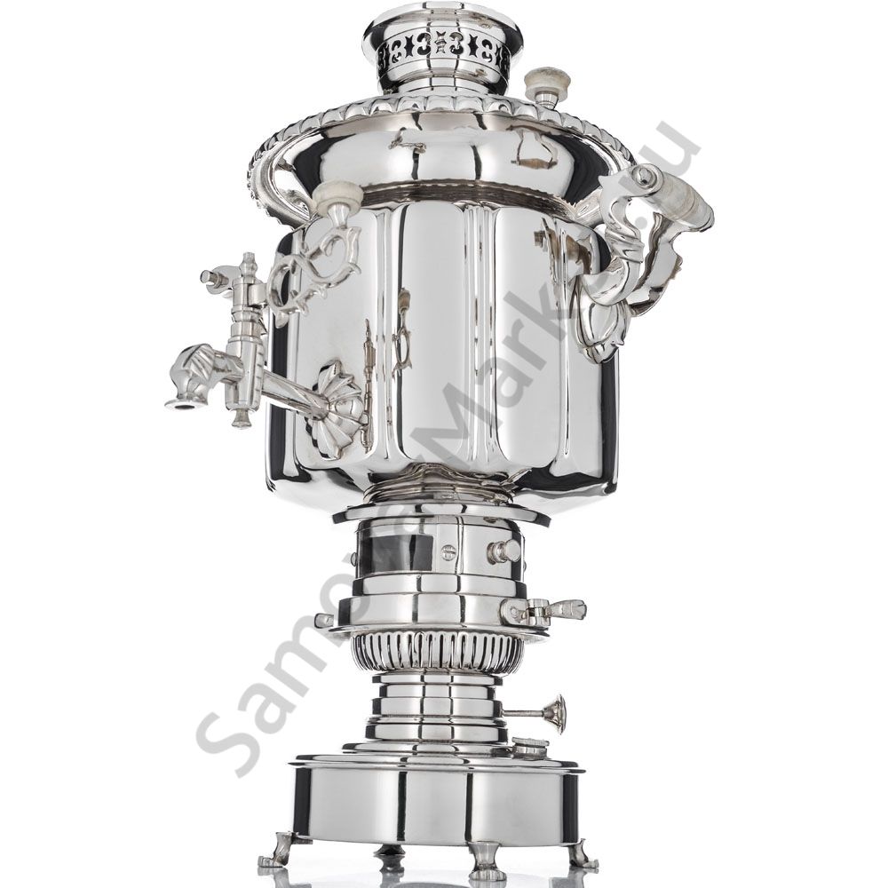 Самовар антикварный жаровой на керосине 7 литра формы «Фонарь» Б.Г. Тейле, серебристый  Самовар антикварный жаровой на керосине 7 литра формы «Фонарь» Б.Г. Тейле, серебристый