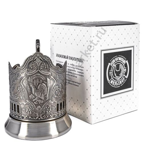 Подстаканник никелированный с чернью «Глухарь»