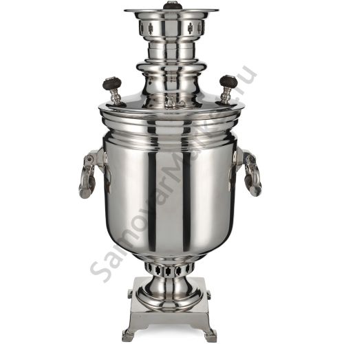 Самовар антикварный на дровах 5 литров формы «Банка» Баташева с медалями, серебристый