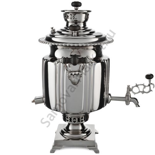 Самовар антикварный комбинированный 5,5 литров формы «Фонарь» Бр. Шемариных, с трубой, серебристый 