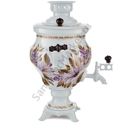 Самовар электрический 3 литра с художественной росписью «Лилии на белом» формы «Тюльпан» 