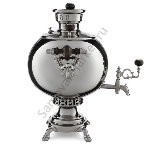 Самовар антикварный на дровах 4 литра формы «Шар» Капырзин, серебристый