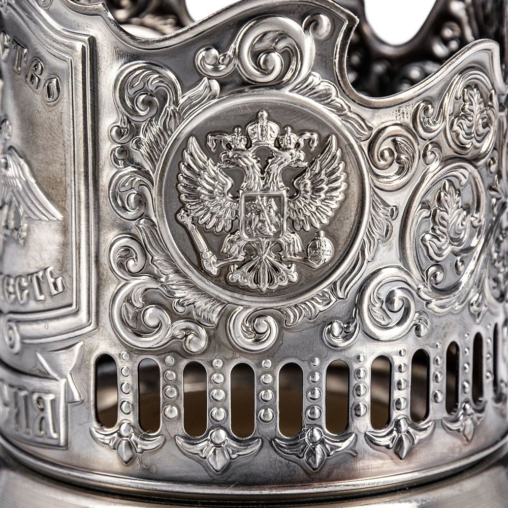 Подстаканник никелированный с чернью «Отечество, Долг, Честь» Подстаканник никелированный с чернью «Отечество, Долг, Честь»