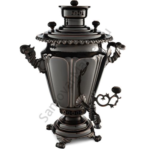 Самовар антикварный на дровах 5,5 литра формы «Рюмка» Тейле, с трубой, чёрный никель