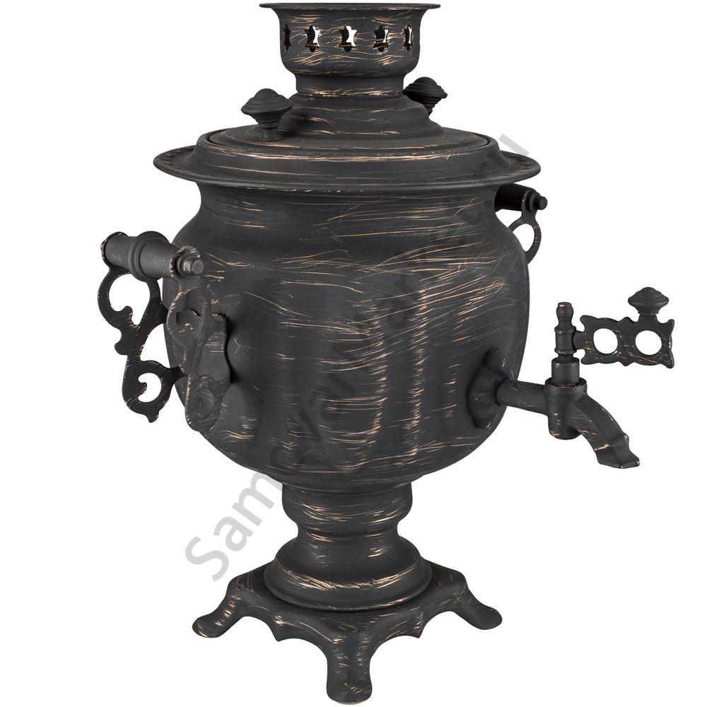 Самовар электрический 3 литра формы «Овал» золотые нити в патине, категория «Эксклюзив» 