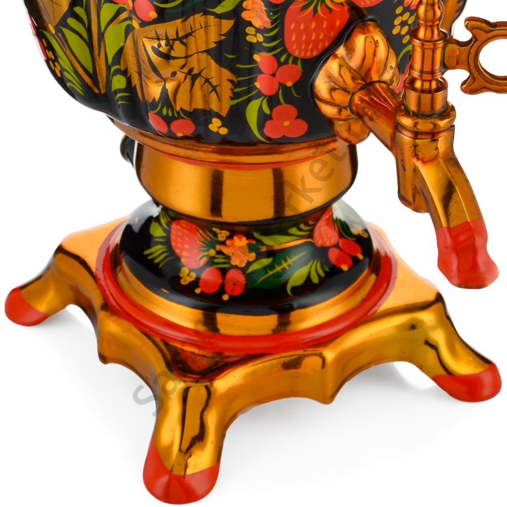 Самовар электрический 3 литра с художественной росписью «Хохлома с ягодами в зелени» формы «Рюмка» Самовар электрический 3 литра с художественной росписью «Хохлома с ягодами в зелени» формы «Рюмка»