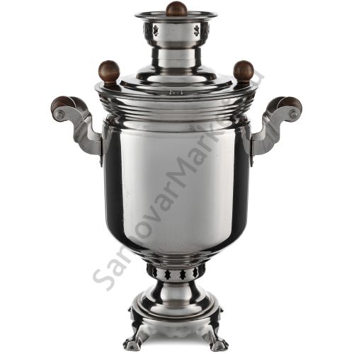 Самовар на дровах 5 литров формы «Банка», серебристый, категория «Дачный»