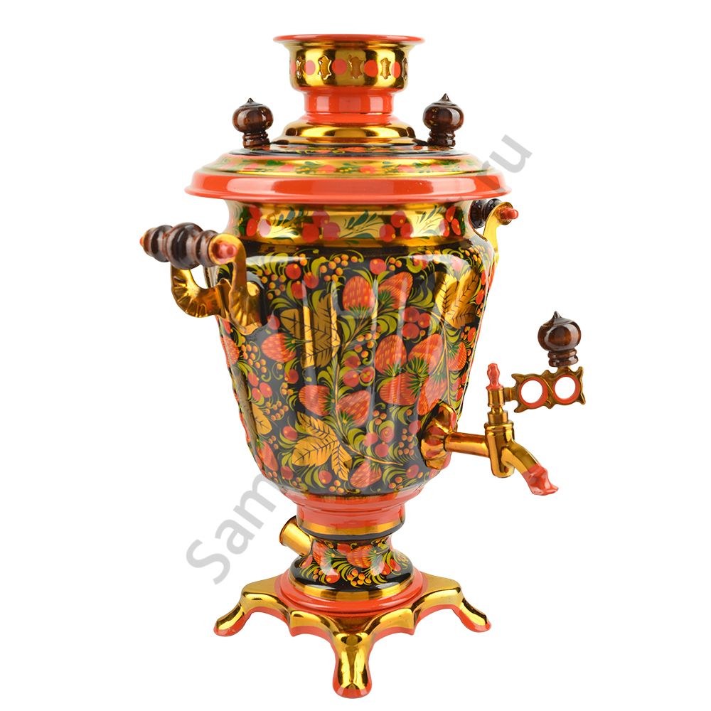 Самовар электрический 3 литра с художественной росписью «Клубника в зелени №2» формы «Рюмка» Самовар электрический 3 литра с художественной росписью «Клубника в зелени №2» формы «Рюмка»