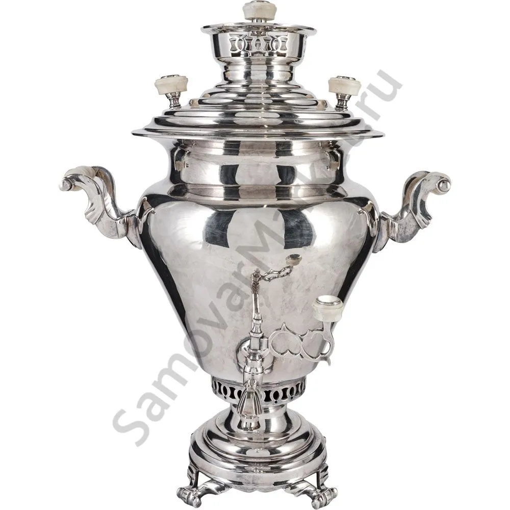 Самовар антикварный на дровах 5 литров формы «Ваза» братьев Воронцовых, серебрение