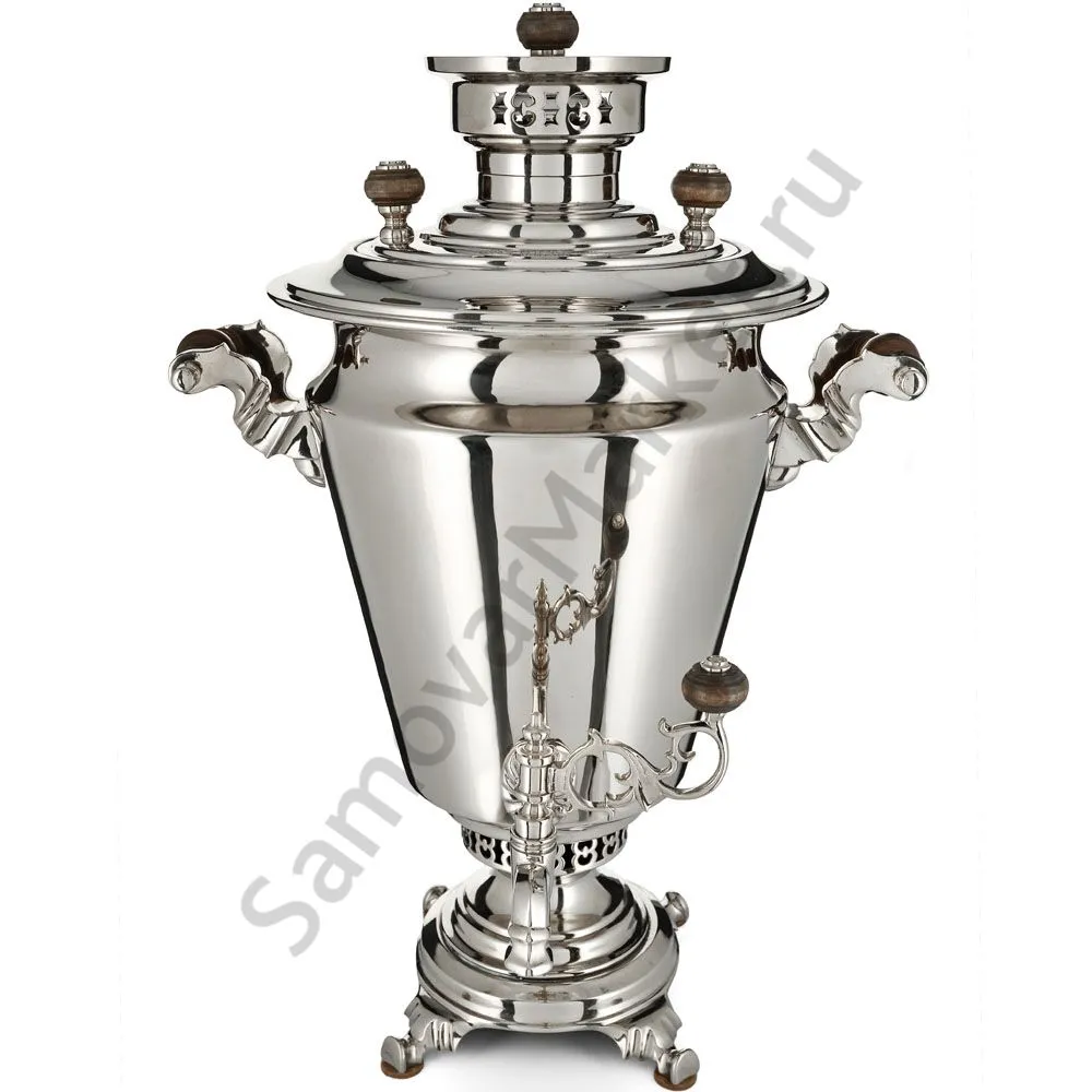 Самовар антикварный комбинированный 5,5 литров формы «Рюмка» Капырзина, серебристый, уценка Самовар антикварный комбинированный 5,5 литров формы «Рюмка» Капырзина, серебристый, уценка