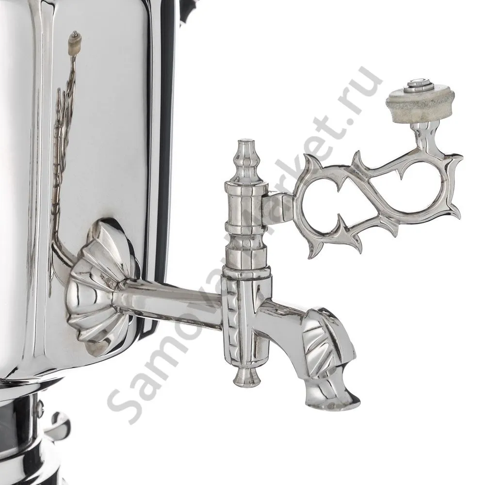 Самовар антикварный жаровой на керосине 7 литра формы «Фонарь» Б.Г. Тейле, серебристый 