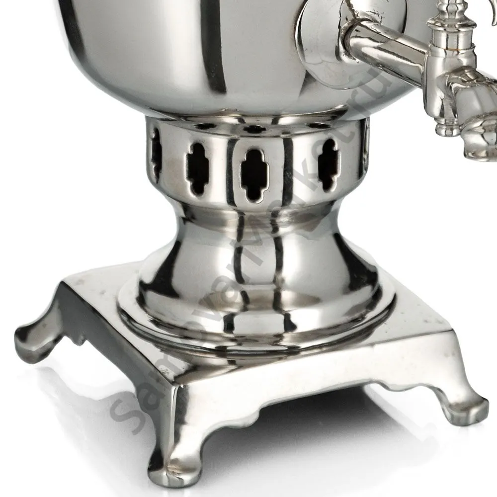 Самовар антикварный на дровах 1 литр формы «Рюмка » М.И.Фролов,с трубой,фурнитура кость, серебристый