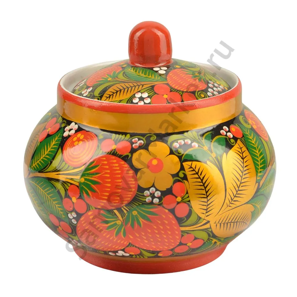 Сахарница с художественной росписью «Клубника в зелени» 