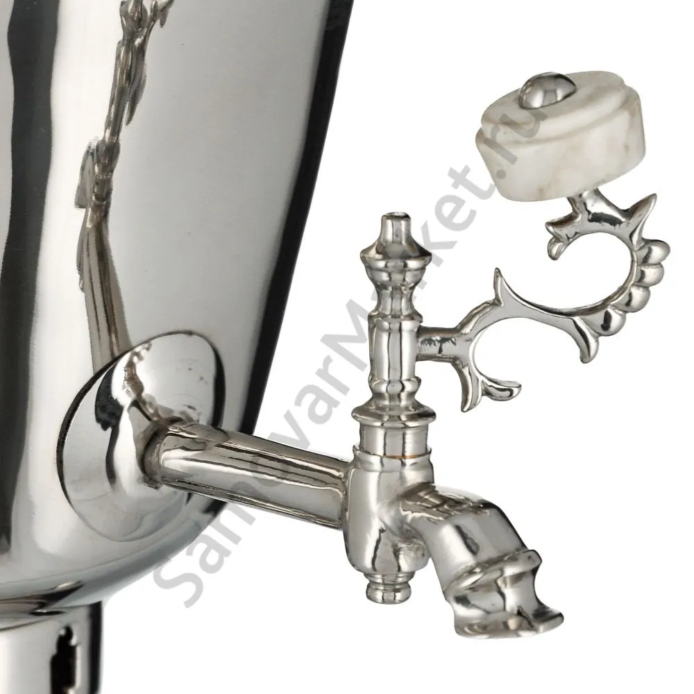 Самовар антикварный на дровах 1 литр формы «Рюмка » М.И.Фролов,с трубой,фурнитура кость, серебристый