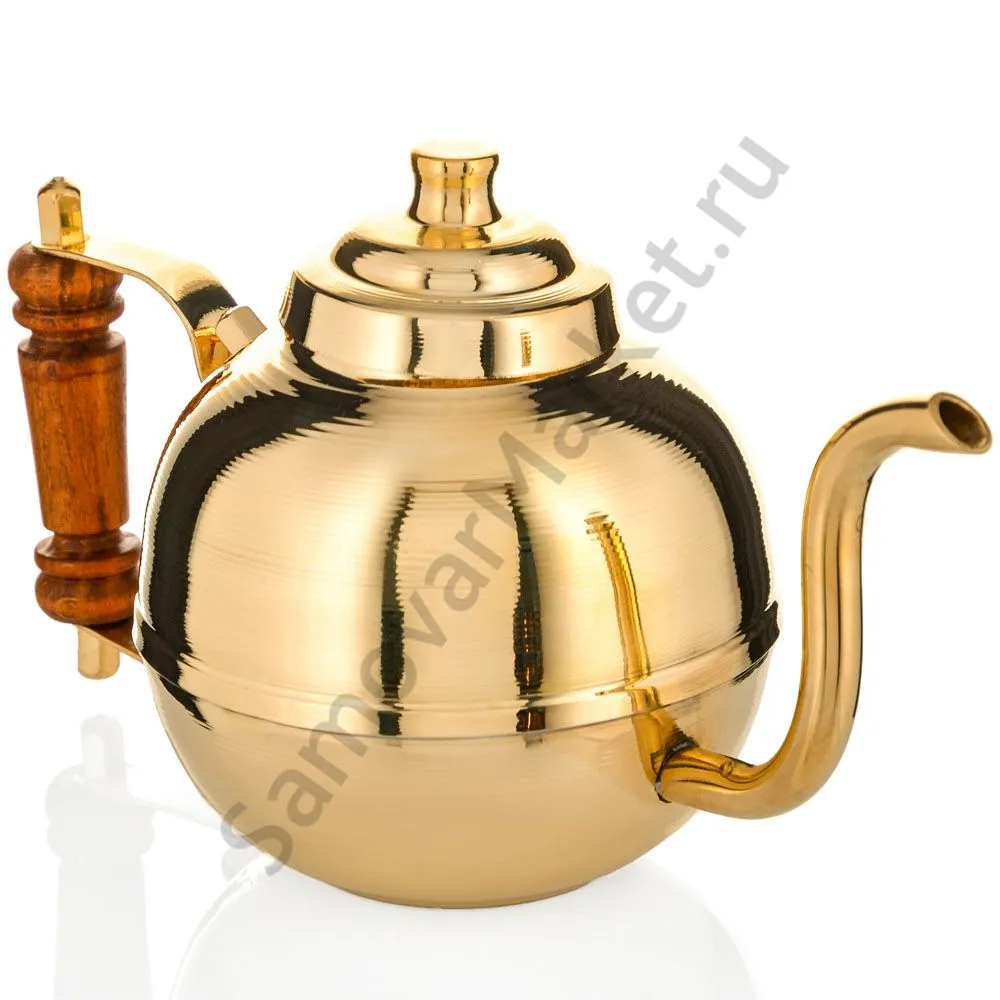 Чайник заварочный для самовара круглый 0,6 литра, золотой Чайник заварочный для самовара круглый 0,6 литра, золотой