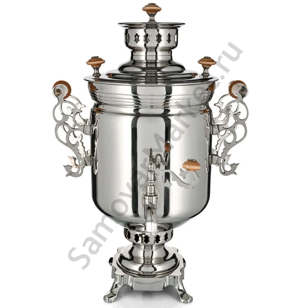 Самовар на дровах 5 литров формы «Банка гладкая», серебристый Самовар на дровах 5 литров формы «Банка гладкая», серебристый