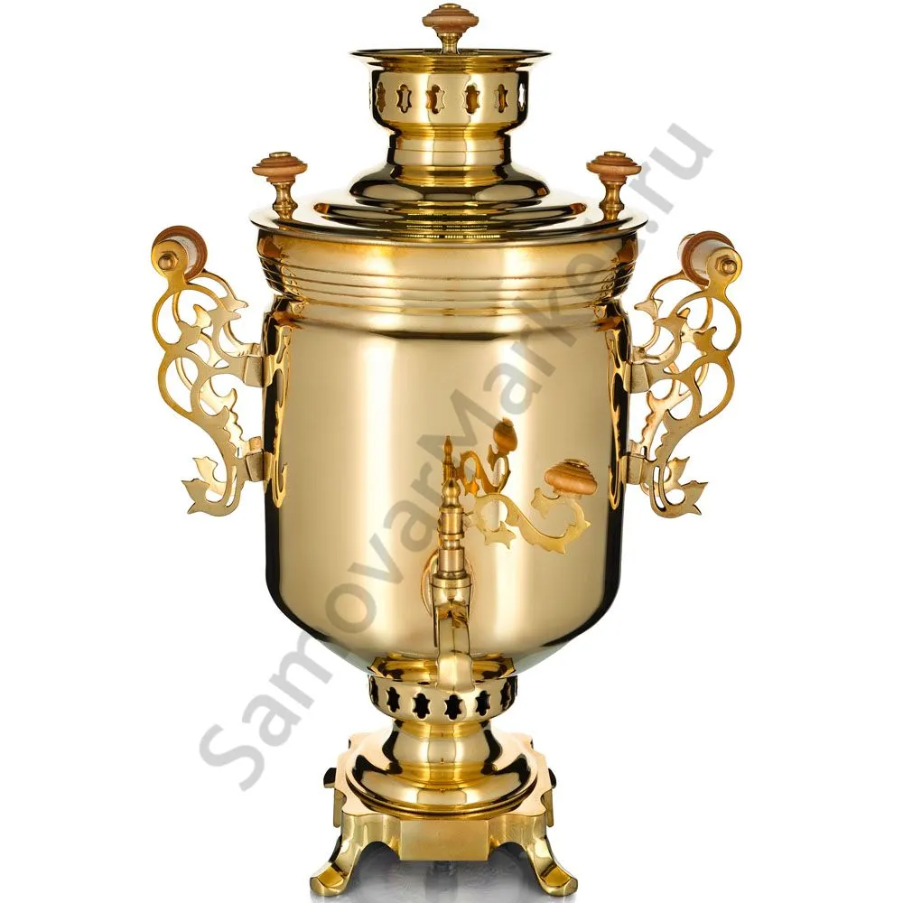 Самовар на дровах 5 литров формы «Банка гладкая», золотой Самовар на дровах 5 литров формы «Банка гладкая», золотой