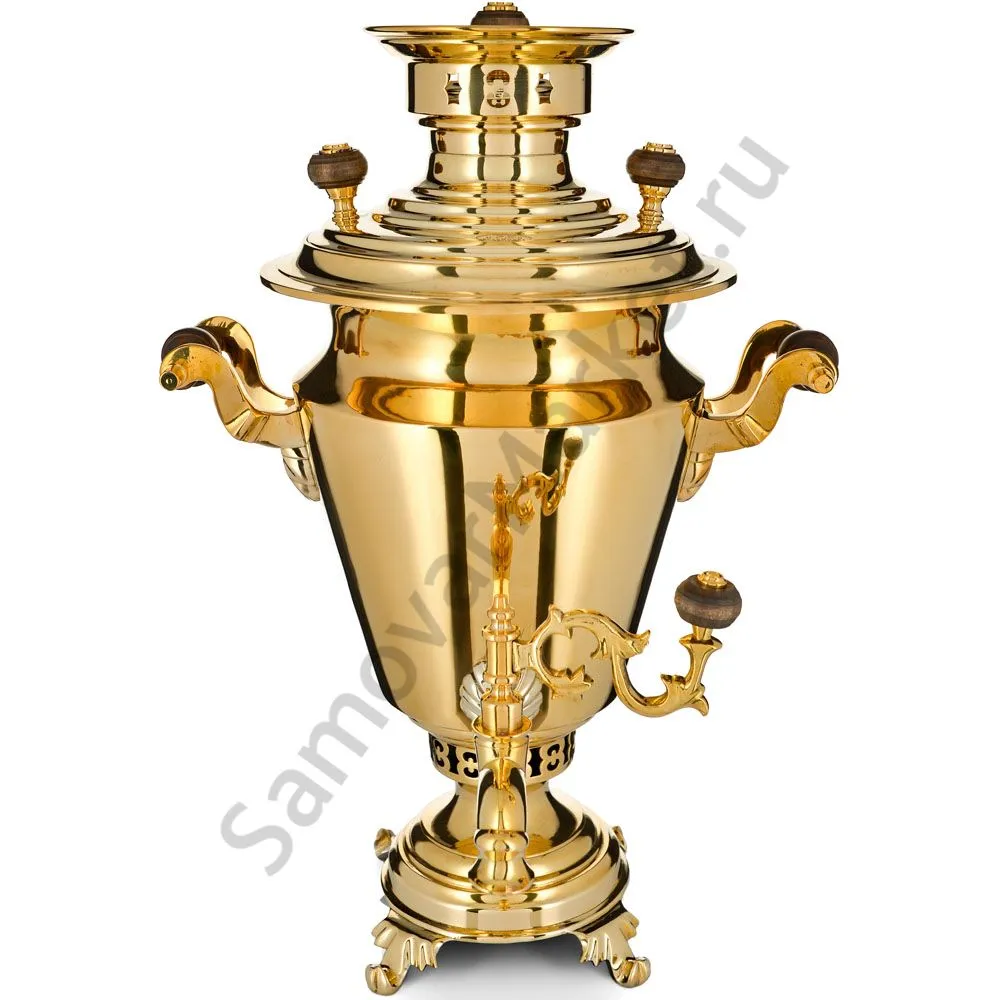 Самовар антикварный на дровах 3,5 литра формы «Рюмка» Н.А. Воронцова, золотой  Самовар антикварный на дровах 3,5 литра формы «Рюмка» Н.А. Воронцова, золотой