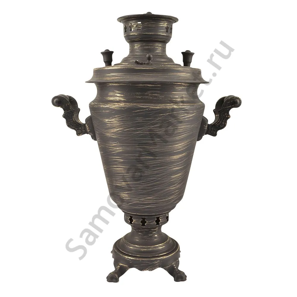 Самовар на дровах 7 литров формы «Рюмка», золотые нити в патине, категория «Эксклюзив» Самовар на дровах 7 литров формы «Рюмка», золотые нити в патине, категория «Эксклюзив»