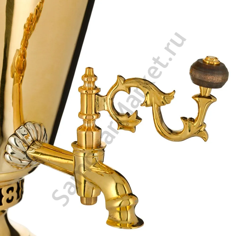 Самовар антикварный на дровах 3,5 литра формы «Рюмка» Н.А. Воронцова, золотой  Самовар антикварный на дровах 3,5 литра формы «Рюмка» Н.А. Воронцова, золотой