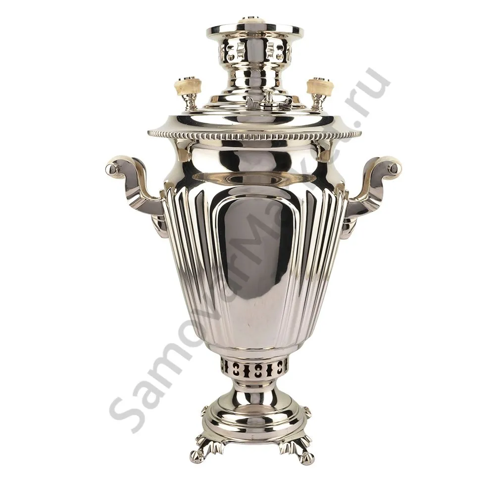 Самовар антикварный на дровах 3 литра формы «Рюмка гранная» ТПЗ, серебристый Самовар антикварный на дровах 3 литра формы «Рюмка гранная» ТПЗ, серебристый