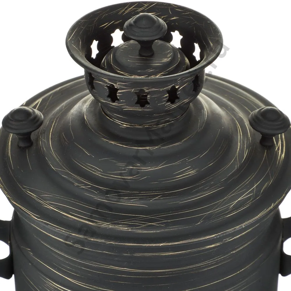 Самовар на дровах 2,8 литра формы «Банка» золотые нити в патине, категория «Эксклюзив»