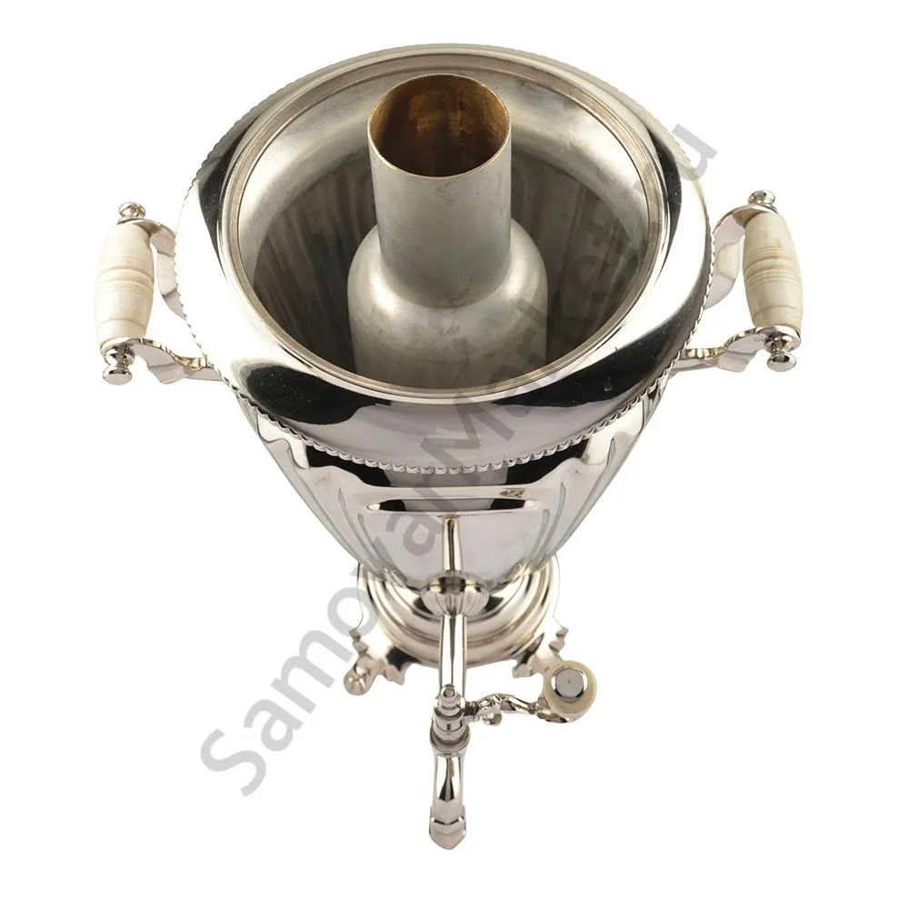 Самовар антикварный на дровах 3 литра формы «Рюмка гранная» ТПЗ, серебристый Самовар антикварный на дровах 3 литра формы «Рюмка гранная» ТПЗ, серебристый