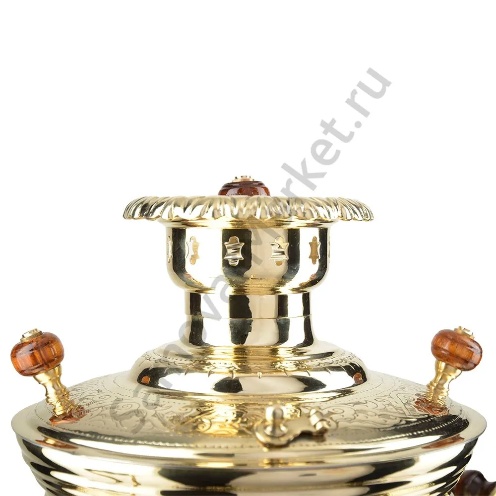 Самовар на дровах 10 литров формы «Шар византийский», инкрустация «Халцедоном»,категория «Эксклюзив»