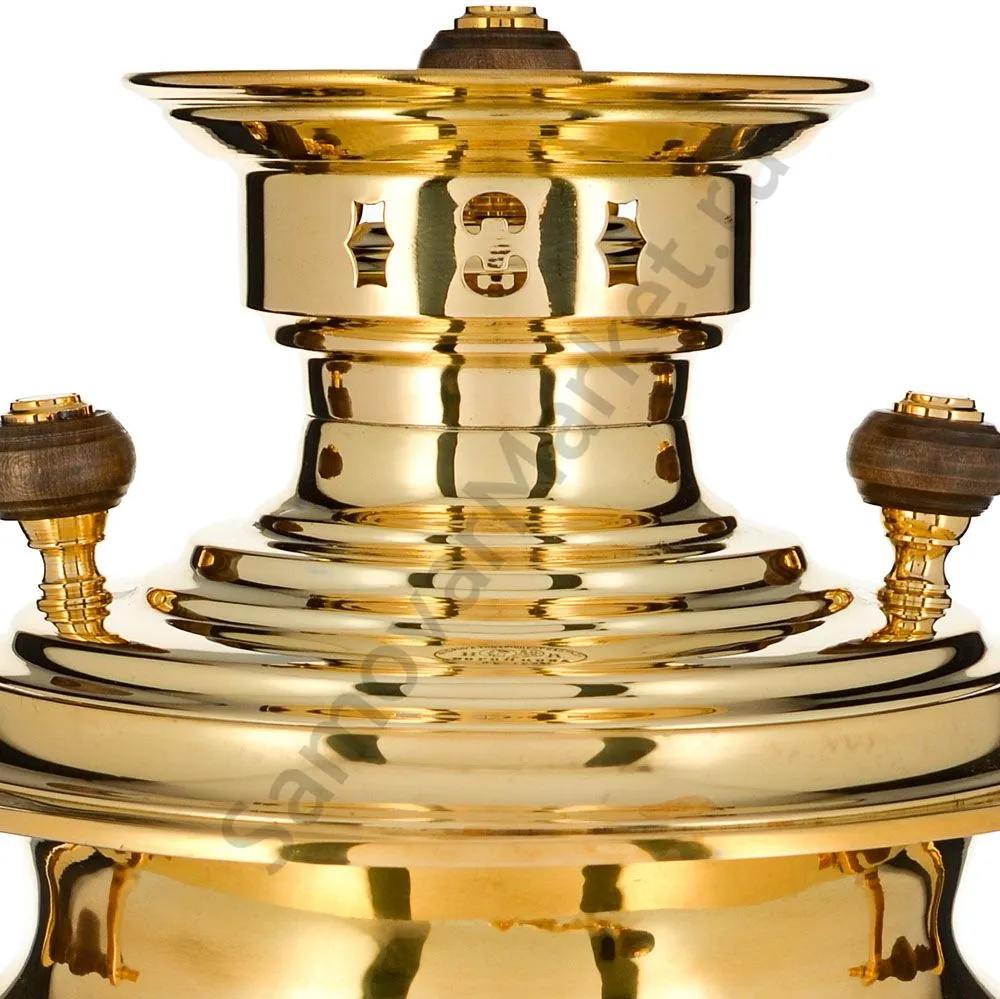 Самовар антикварный на дровах 3,5 литра формы «Рюмка» Н.А. Воронцова, золотой  Самовар антикварный на дровах 3,5 литра формы «Рюмка» Н.А. Воронцова, золотой