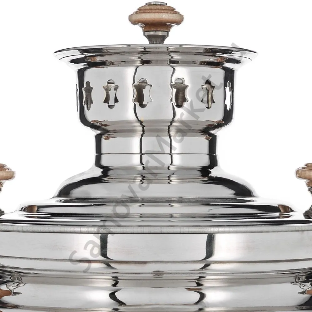 Самовар на дровах 5 литров формы «Банка с листьями», серебристый Самовар на дровах 5 литров формы «Банка с листьями», серебристый