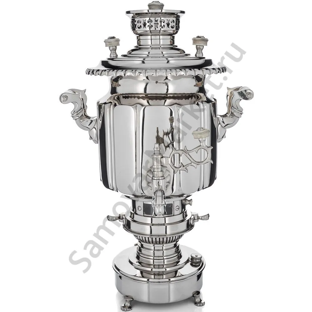 Самовар антикварный жаровой на керосине 7 литра формы «Фонарь» Б.Г. Тейле, серебристый 