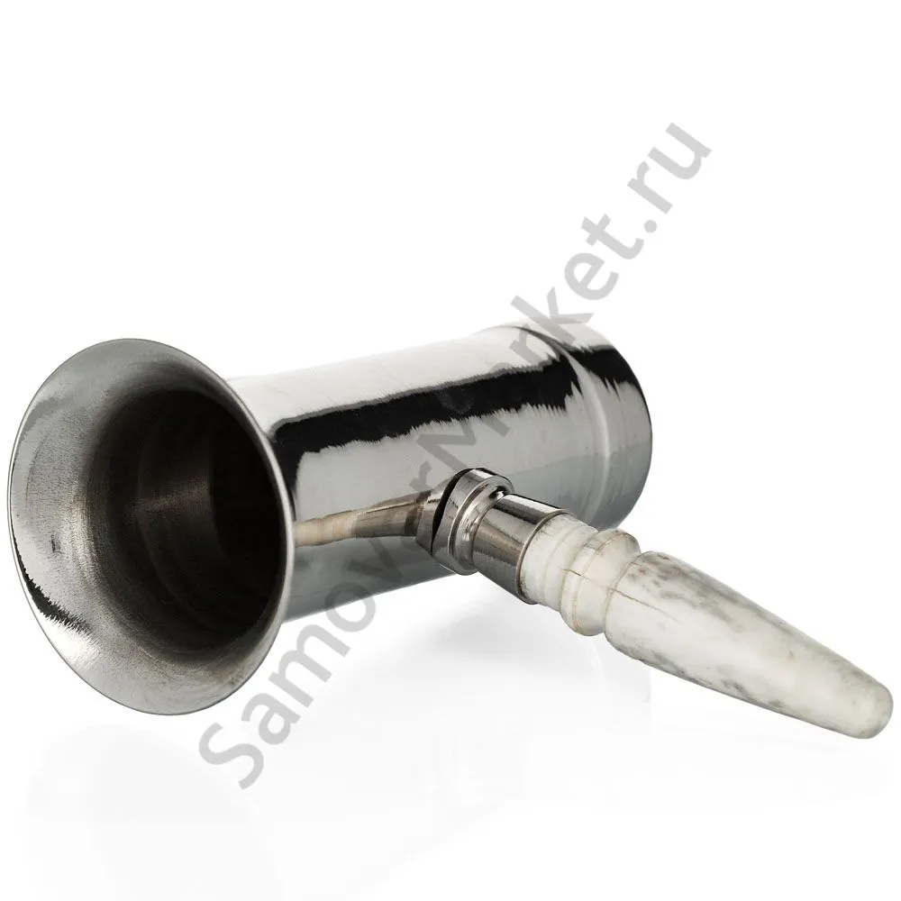 Самовар антикварный на дровах 1 литр формы «Рюмка » М.И.Фролов,с трубой,фурнитура кость, серебристый