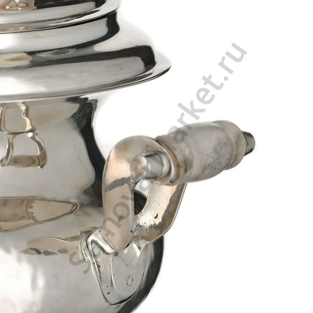 Самовар антикварный на дровах 1,2 литра формы «Репка» Ермилов,с трубой,фурнитура кость,посеребрённый