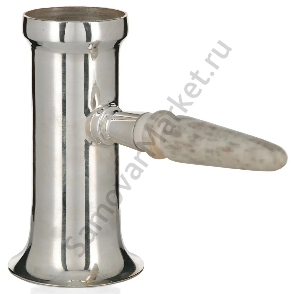 Самовар антикварный на дровах 1,2 литра формы «Репка» Ермилов,с трубой,фурнитура кость,посеребрённый